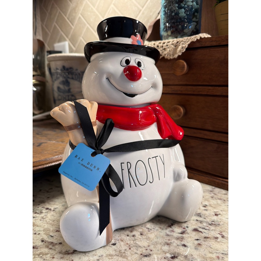 Rae Dunn Frosty the Snowman FROSTY Figural Canister Cookie Jar 2026 NWT
